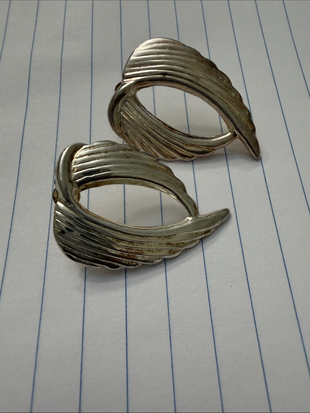 Vintage angel Wing Clip-On Earrings- 925 sterling silver